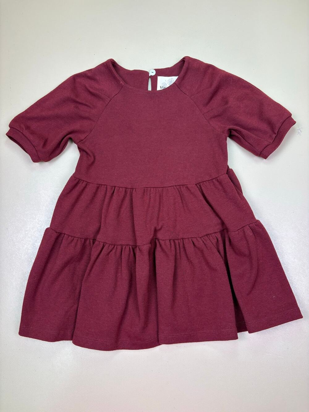 Vignette Alice Dress Girls Size 2 Burgundy Tiered Short Sleeve NWT